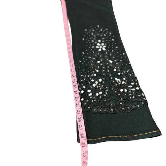 AZITA Jeans Bootcut Flare Embellished Bling Dark Wash Western Jeans. SZ: 12 - Picture 4 of 14
